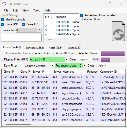CapLoader 1.9.4 with Retransmissions and Community ID