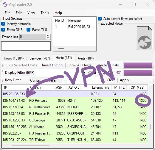 Client traffic coming out of VPN concentrator with low MSS value