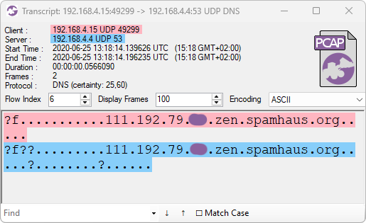 TrickBot performing a DNSBL lookup of client’s public IP