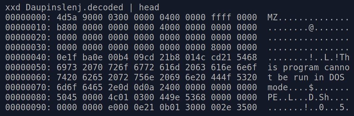 Hex view of decrypted Daupinslenj.pdf