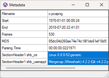 Metadata in PcapNG file created with mergecap